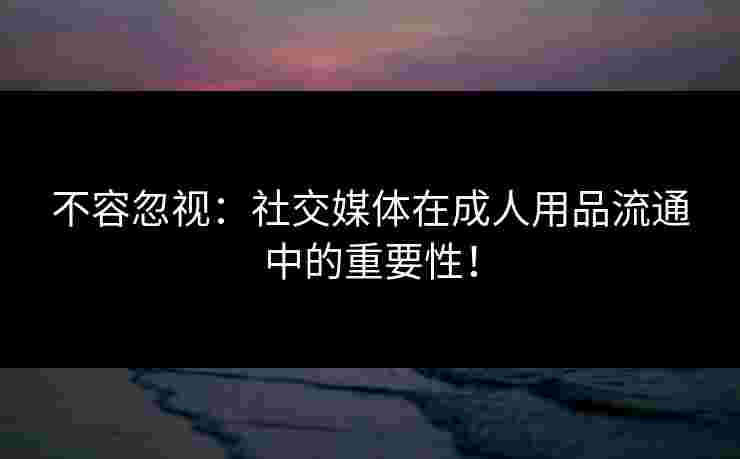 不容忽视：社交媒体在成人用品流通中的重要性！