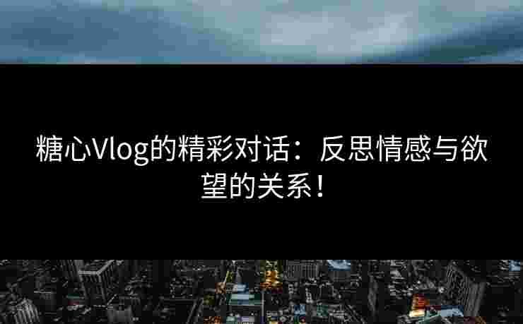 糖心Vlog的精彩对话：反思情感与欲望的关系！