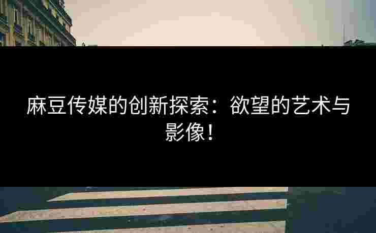 麻豆传媒的创新探索：欲望的艺术与影像！